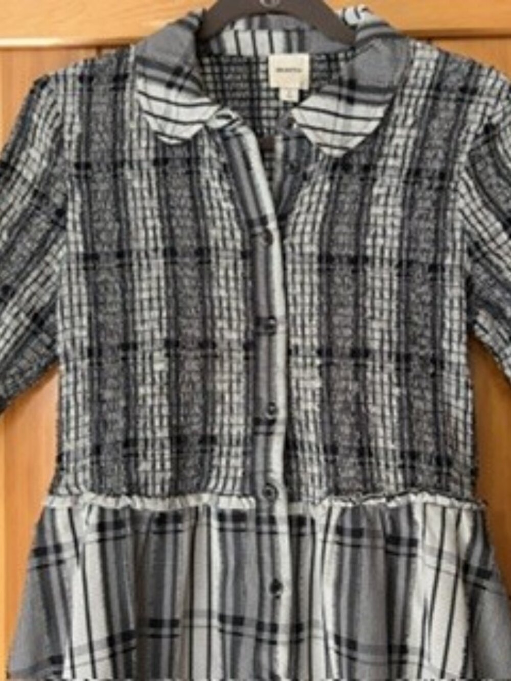 Maeve Anthropologie Black and White Plaid Midi Dress - Picture 5 of 6